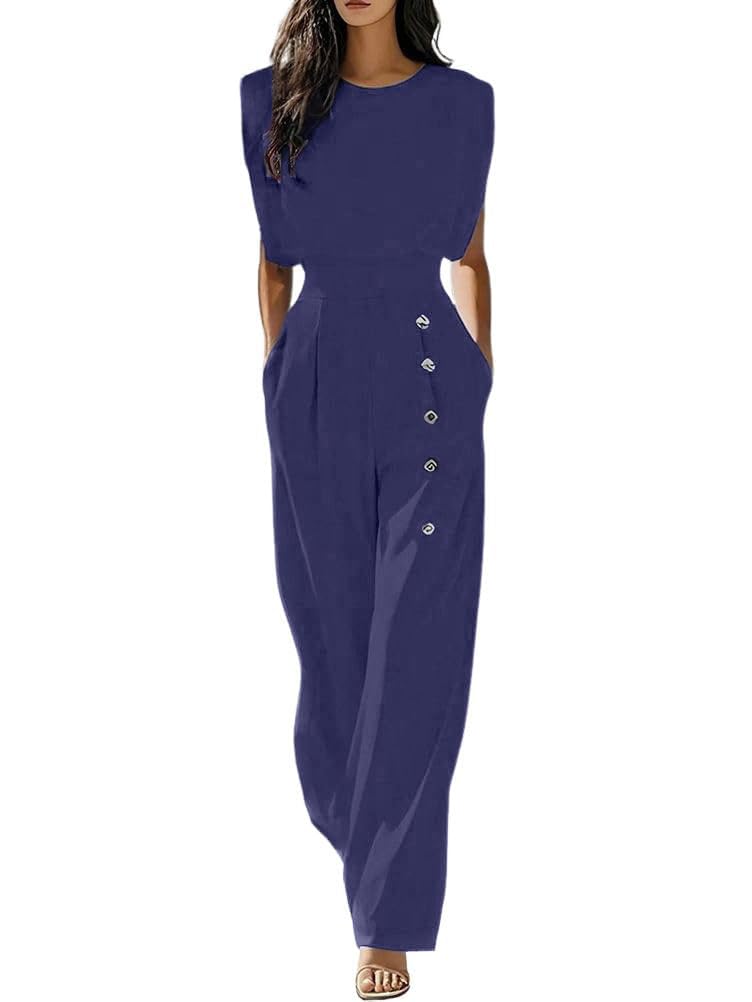 shownicer Tuta Elegante Donna Jumpsuit Lungo Monopezzi E Tutine Senza Maniche Tute Vita Alta One Piece Rompers Overall