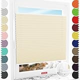 Schuette® Plissee ohne Bohren ● Thermo Kollektion: Milk Tea (Beige) ● 20x80cm (Breite x Höhe) ● Suprafix Faltrollo Klemmfix Zum Festdrehen Rollo ● 60 Sekunden Montage inkl. Video