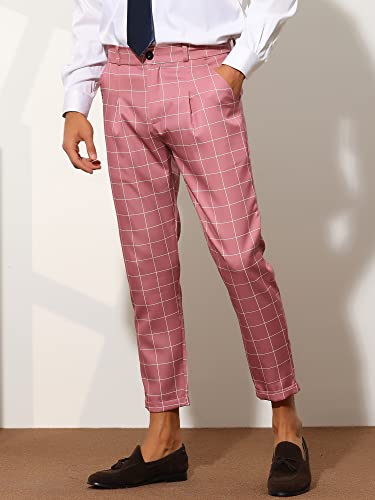 Lars Amadeus Plaid Dress Pants for Men's Cropped Ankle Length Business Trousers2