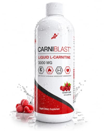 Bricker Labs CARNIBLAST Liquid L-Carnitine 3000mg, Premium L Carnitine Carnipure, Energy Nutrition, Energy Supplement and Energy Booster, Raspberry, 16 fl oz