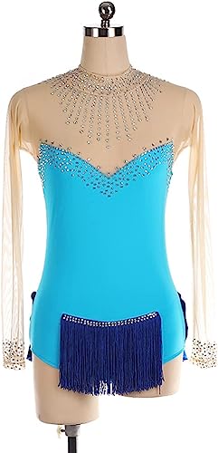 Exercício Correndo Vestido feminino de manga comprida para patinação artística no gelo, roupa leve e