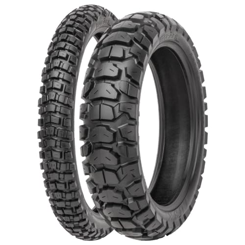 Tusk 2Track Adventure Motorcycle Tire Set Front 90/90-21 (54T) & Rear 150/70B-18 (70T) Dual-Sport Bias Tires Directional Knobby Tread DOT Compliant