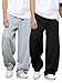 RoseSeek Boy's 2 Packs Sweatpants Elastic Waist Wide Leg Pants Casual Athletic Trousers Grey and Black 11Y