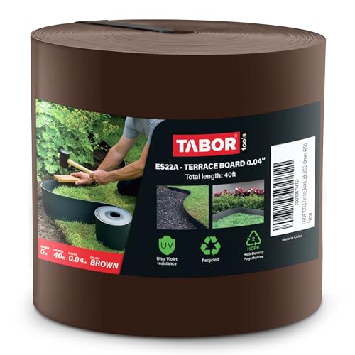 TABOR TOOLS 40 Ft Terrace Board, 5 Inch High, 0.04" Inch Thin, Landscape Edging Coil, Grass Barrier, Bender Board, Garden Liner, ES22. (Brown)