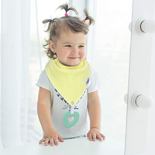 Baby Bandana Drool Bibs for Girls - 8-Pack Baby Bibs with Teething Toys/Teethers Set -Super Absorbent Organic Cotton Bibs for Baby Girl