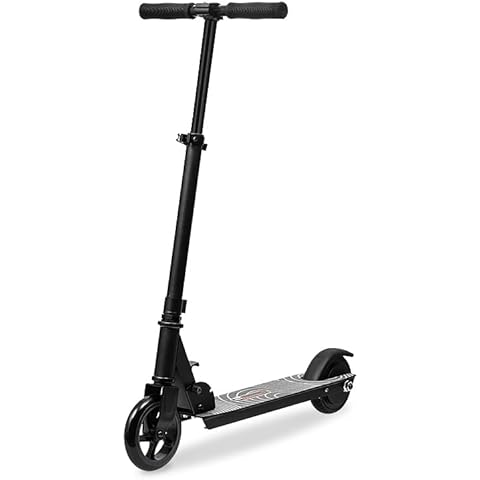 Enjoybot Children's Electric Scooter, 5'' PU wheels, 3 heights adjustable handlebar light and foldable electric scooter, maximum speed 4-6 km/h Cover