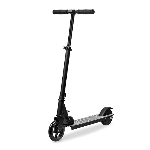 Enjoybot Patinete eléctrico para niños, ruedas de poliuretano de 5 pulgadas, manillar ajustable en 3 alturas, patinete eléctrico ligero y plegable, velocidad máxima 4-6 km/h