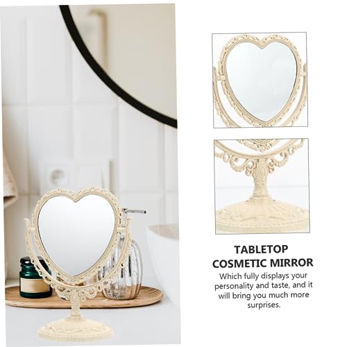 Miroir de maquillage pivotant vintage plastique beige pour coiffeuse - 6