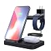 Produktbild MoKo Wireless Charger Ladeständer, 3 in 1 Dual Qi 10W Schnellladegerät Ladestation Kompatibel mit iPhone SE 2020/11/XR/8 Plus/iWatch Series 5/4/3/2/Airpods Pro/2,S20/S10/Galaxy Bud+(mit QC3.0 Adapter)