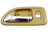 PT Auto Warehouse HO-2579ME-FL - Inside Interior Inner Door Handle, Beige/Tan Housing with Chrome Lever - 4-Door Sedan, Driver Side Front
