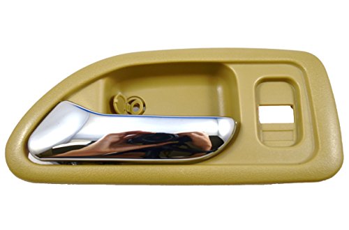 PT Auto Warehouse HO-2579ME-FL - Inside Interior Inner Door Handle, Beige/Tan Housing with Chrome Lever - 4-Door Sedan, Driver Side Front