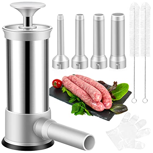 ROSROSE Sausage Stuffer Machine w/4 Stuffing Tubes, Meat Stuffer Sausage Filling, Homemade Manual Vertical Sausage Maker Tool Kit for Household Kitchen, 2.2 LBS Large Capacity by ROSROSE - Used condition - US$17.38