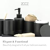 ZCCZ Black Bathroom Accessory Set 6 Pieces - Organiser With Toothbrush Holder, Lotion Soap Dispenser, Vanity Tray and 2 Qtip Holders - Modern Decor Accessories - Image 2