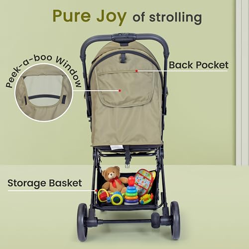 Image of LuvLap Elite Baby Stroller, Pram for 0 to 3 Years with 5 Point Safety Harness, Large Storage Basket, Easy Fold, Extendable Canopy with Looking Window, Multilevel Recline & Adjustable footrest