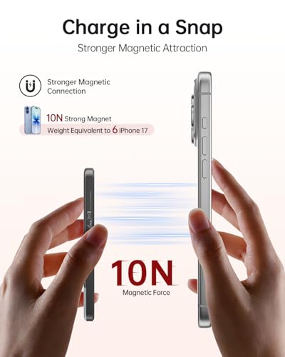 Image of iWALK Magsafe Portable Charger 5,000mAh, Ultra-Slim Magnetic Wireless Power Bank with LED Display, PD 20W USB-C Fast Charging Battery Pack, Compatible with iPhone 17 /17 Pro /16 /15 /14 /13 Series, Black