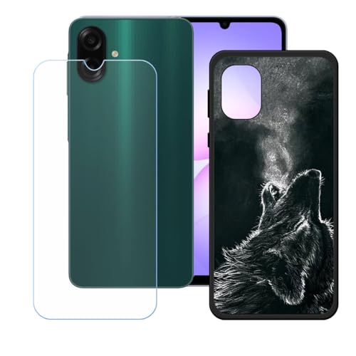 LCEHTOGYE �K�p Samsung Galaxy A07 4G +�����K���X�X�N���[���v���e�N�^�[�p�P�[�X�A�K�p Samsung Galaxy A07 4G (6,7")�ƌ݊����̂���u���b�N�\�t�gTPU�V���R���Q���P�[�X�ی�J�o�[ LH58