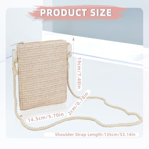Cell Phone Purse, Straw Cell Phone Bag Crossbody Cell Phone Purses for Women, Crossbody Phone Purse with Zipper2
