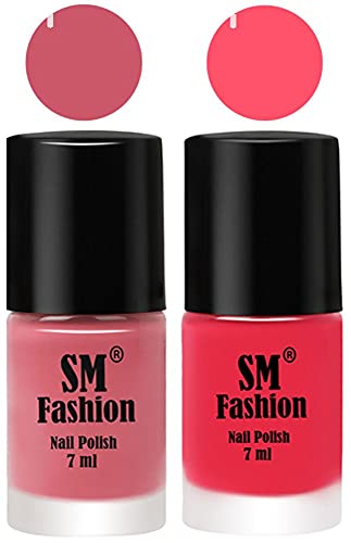 Image of Long Lasting Nail Polish | Nail Paint Combo 7 ml Each) - Set of 2 Nude Pink-Dark Pink