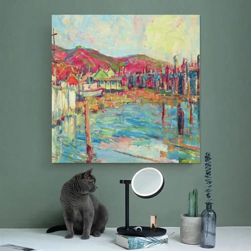 Décoration murale de bureau avec tableau abstrait encadré au format 50x50