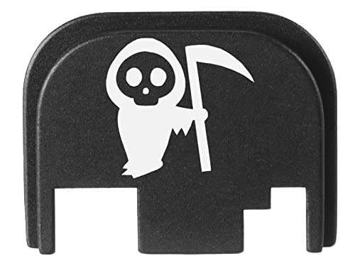 Ndz Performance Rear Slide Cover Plate For Glock Gen 1-4 9Mm .40 S&W .357 Sig 10Mm .45 Gap Laser Engraved Anodized Aluminum In Black - Grim Reaper Baby #TOP1