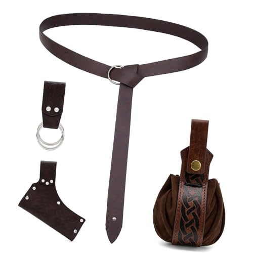 Ceinture médiévale réglable avec fourreau et compartiments de rangement