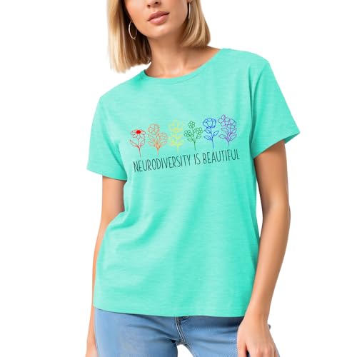 Image of Autism Teach Shirts Women Autism Awareness T Shirt Autism Support Tee Tops Autism Teacher Short Sleeve Shirt