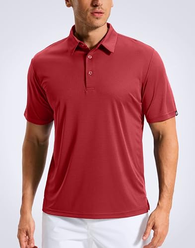 G Gradual Men's Golf Shirts Grid Short Sleeve Dry Fit Moisture Wicking Performance Lightweight Athletic Summer Collared Polo Shirts for Men(Red,XX-Large) — view 2