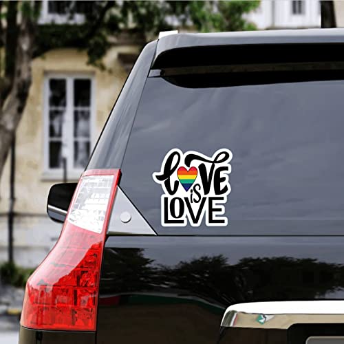 7Pcs Lgbtq Car Accessories Vinyl Reflective Bumper Stickers Pack, Rainbow Decals Gifts For Lesbian Gay Bisexual Transgender, Love Is Love, Lip, Heart, Human, Progress Pride Flag Automotive Decor Stuff #TOP4