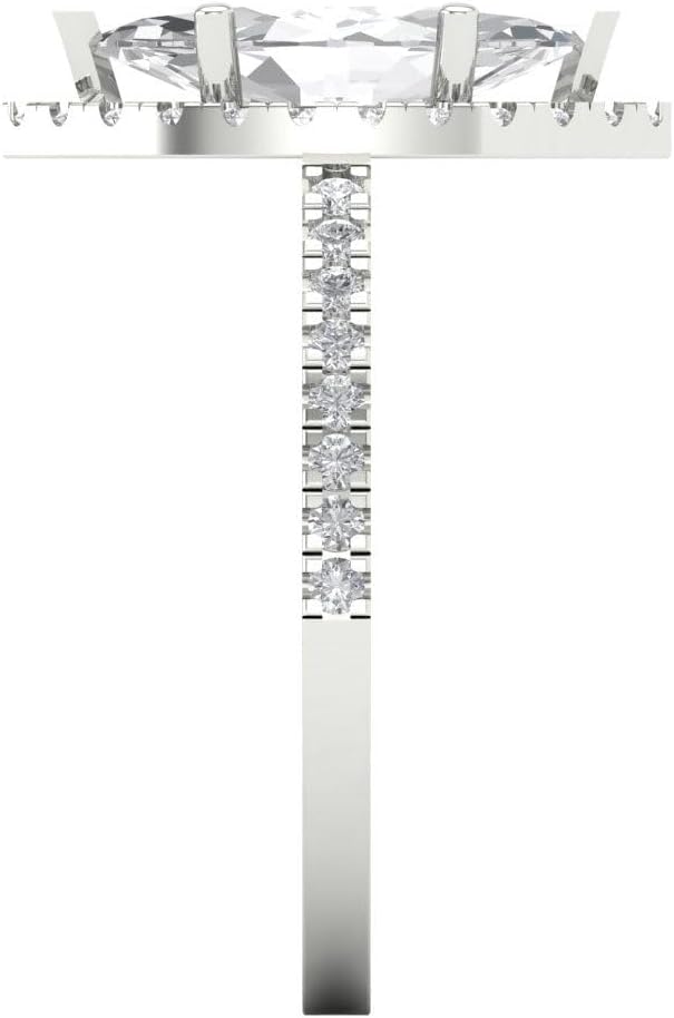 Clara Pucci 2.38 Carat Marquise Cut Zircon 14K White Gold Halo Solitaire W/Accents Bridal Wedding Everlasting Promise Ring Dainty Band