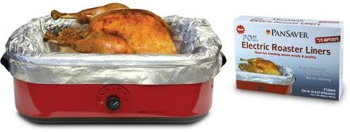 PanSaverFoil Electric Roaster Liners, 3 Box Bundle (6 Liners for Roasters). Fits 16, 18 and 22 Quart Roasters. Best Liners for Roasting Whole Meats.