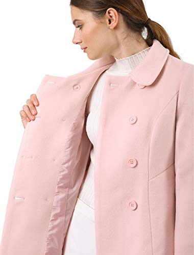 Allegra K Women's Peter Pan Collar Double Breasted Trench Coat Small Pink #TOP5