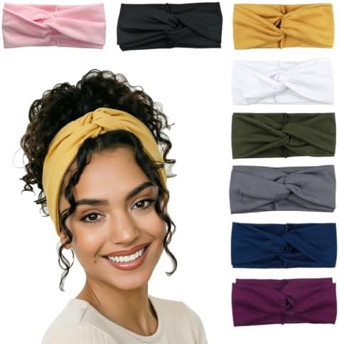 DRESHOW 8 Pack Headbands for Women Vintage Headwraps Wide Turban ...