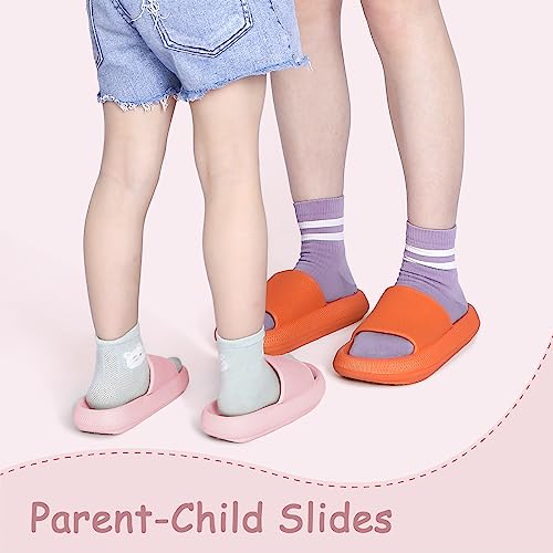 Menore Cloud Slides For Kids Shower Beach Slippers Boys Girls Bathroom Thick Sole Pillow Slippers Summer Non-Slip Pool Sandals（Pink,10-10.5Little Kid） #TOP6