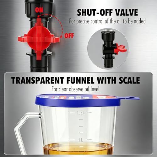 20-Piece Oil Funnel Kit, Engine Oil Funnel Kit 1.59QT/1.5L, Spill-Proof Oil Change Kit with 12 Adapters, Shut-Off Valve, Elbow Fitting, Magnetic Storage System, No Spill Funnel for Automotive by AUTOVAUNT - Image 4