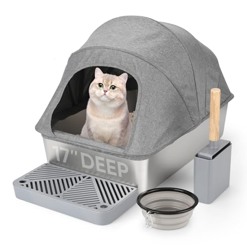 Caja sanitaria cerrada para gato acero inoxidable 24x16x16 in miniatura 1