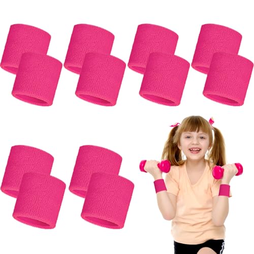Image of Bememo 12 Pack Wristbands Sweatband for Women Men, Neon Colored Sport Wrist Bands, Tennis Football Basketball Sweatbands, Moisture Wicking Arm Bands for Working Out