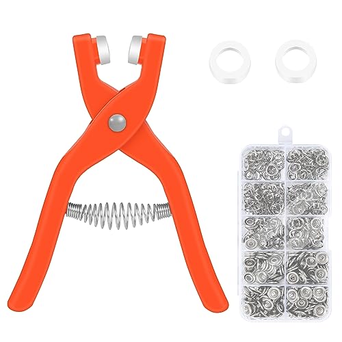 100 Sets Snap Buttons Kit Sewing Snap Fasteners Set with Hand Pressure Pliers Tool, Snap Button Fastener Kit Metal Poppers Fasteners, 5 Claw Buckle Tool Set for Sewing DIY Crafts Children's Clothing