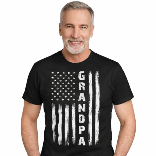 Grandpa Papa T Shirt for Men for Grandpa from Grandkids – Funny Patriotic USA Flag Shirt