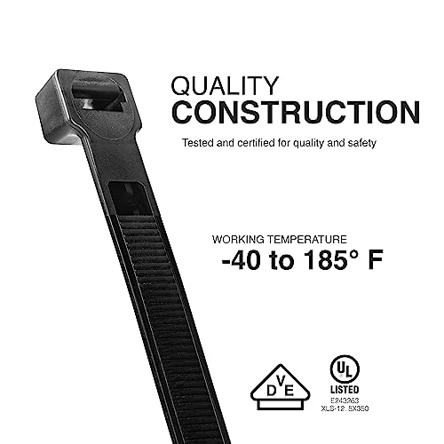 TR Industrial Ultra Heavy Duty Multi-Purpose UV Cable Ties (100-Piece), 250 lbs. Tensile Strength, 13.8\", Black - Thumbnail 3