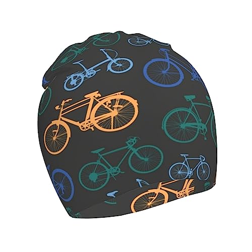 Bicycle Pattern Kids Beanie Hats Warm Knit Beanie Cap Skull Caps Gifts Decor for Boys Girls White