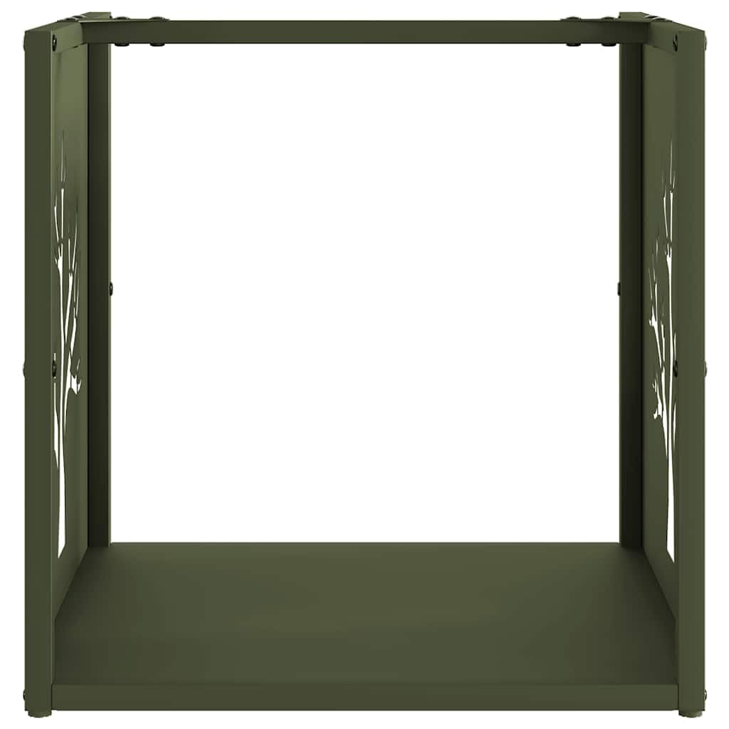 Leñero Verde Oliva 40x40x40 cm Acero Laminado en frío,Casa y jardín,Accesorios para hornos de leña y chimeneas,Bolsas y Soportes de leña,5.05kg-864246