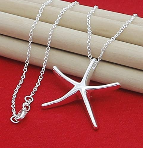 LNNSHX Collares de Plata de Ley, Collar de Plata 925, Colgante de Estrella de Moda, Collar de corazón con Cruz Redonda, Accesorios de joyería para Mujer, Regalo(8)