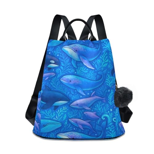 Sac à dos bleu baleines marines idéal pour les sorties en ville