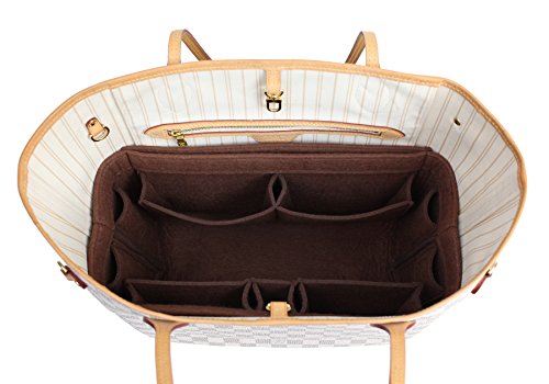 Pelikus Felt Purse & Tote Organizer Insert/Multi-Pocket Handbag Shaper (Large, Chocolate) - Thumbnail 2