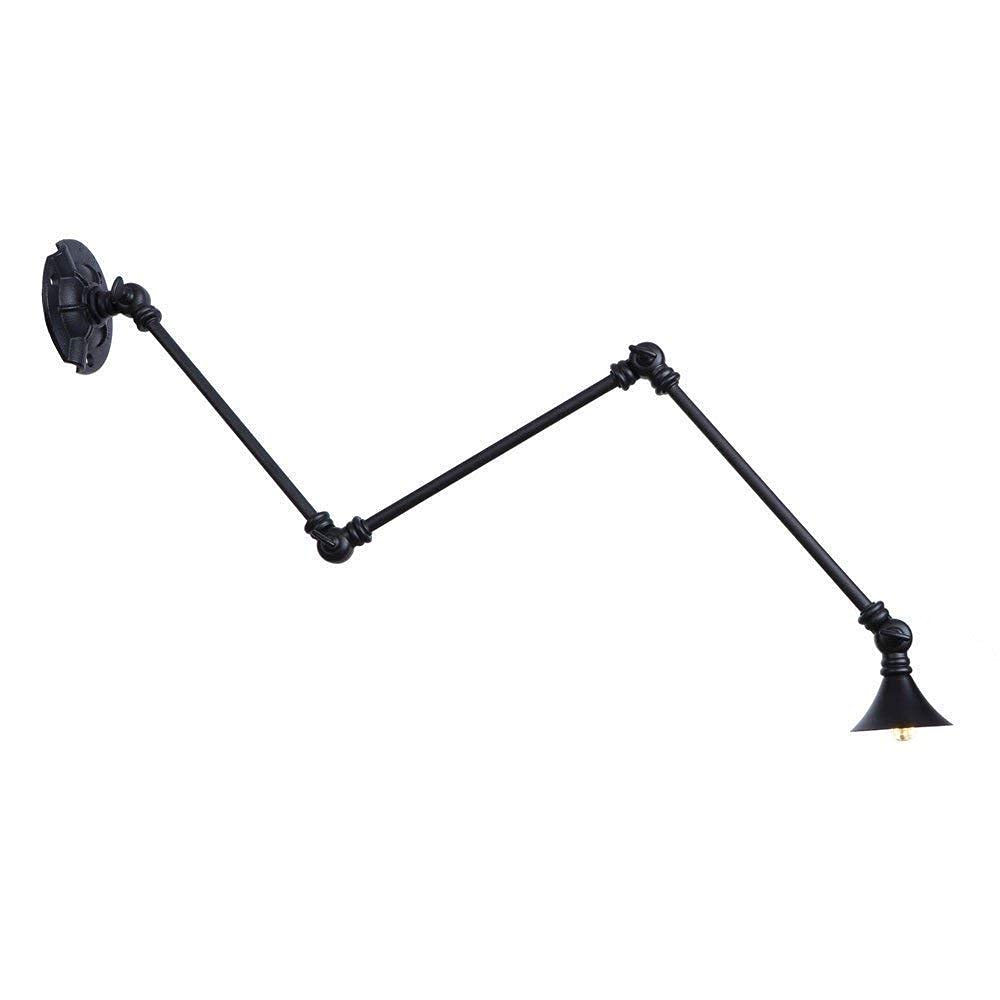 Aplique industrial de pared de metal duradero negro con cabezal G4 orientable
