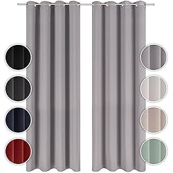 Blumtal Juego de 2 Cortinas Opacas para Interior - Cortinas Aislantes Térmicas, para Todas Las Estaciones, 140 x 145 cm, Gris