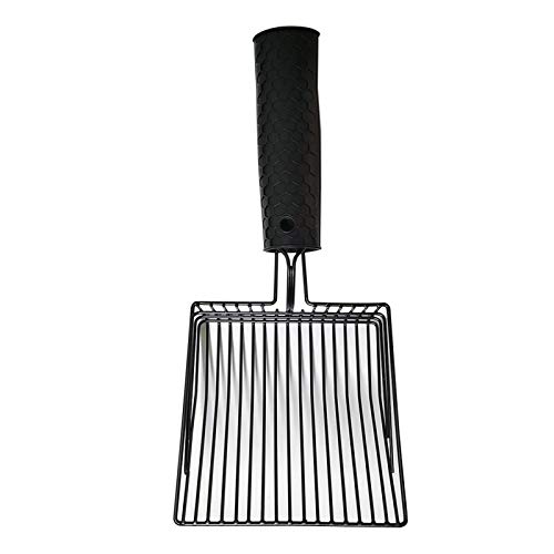 CHULAI Pala de arena para gatos, bandeja de arena de metal de acero inoxidable, tamiz resistente con mango de silicona para dueños de gatos, herramienta de limpieza rápida para mascotas Cover