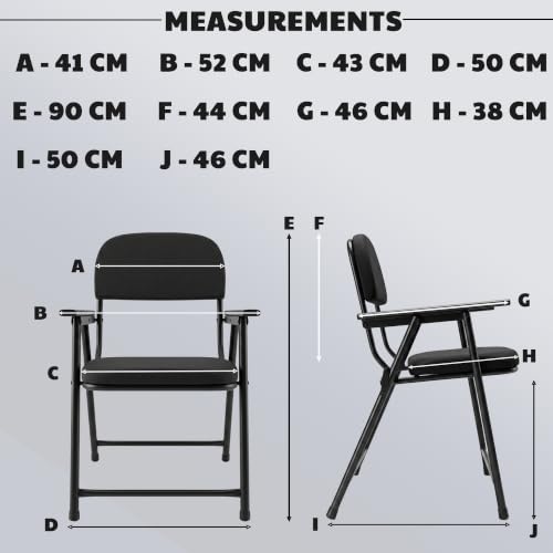 Image of MRC Executive Folding Office Visitor Chair with Armrest | Heavy Duty Metal Frame Cushioned Training & Study Chair for Home, Office & Conference Room (Black)