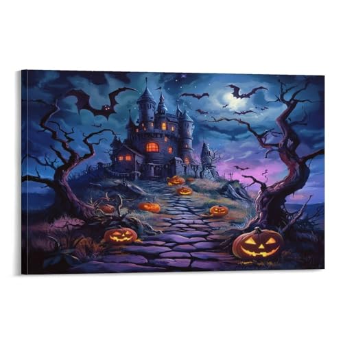 Toile village d'Halloween impression giclée d'art moderne