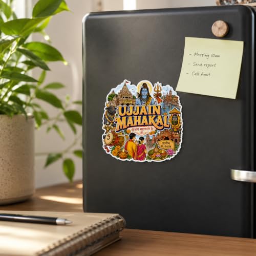 Image of Zesta Wooden Fridge Magnets Set | Refrigerator Decor Magnets for Kitchen | India Souvenir Fridge Magnet Collection | Wooden Magnet for Fridge Door Decoration (Ujjain Mahakal)